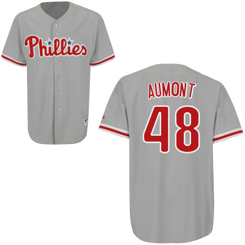 Phillippe Aumont #48 mlb Jersey-Philadelphia Phillies Women's Authentic Road Gray Cool Base Baseball Jersey